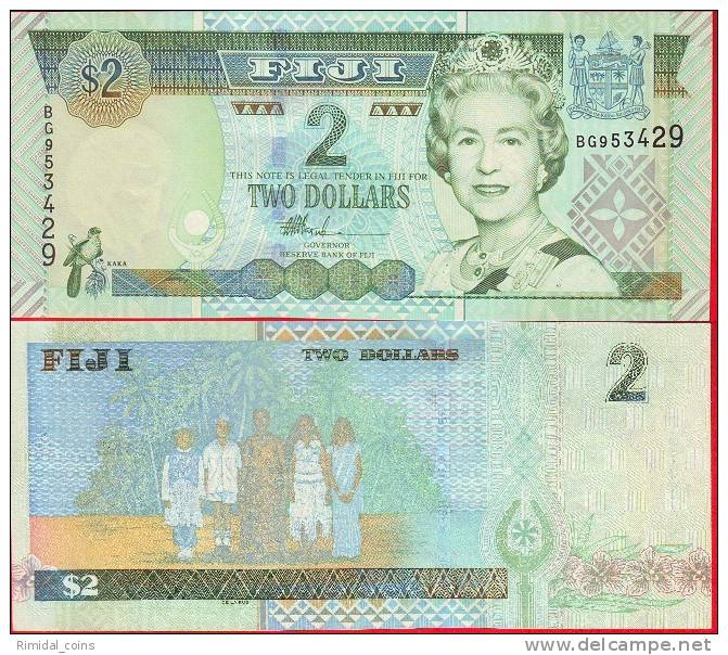 Fiji, Banknote / 2 Dollars 2002 A, UNC Crisp - Fidschi