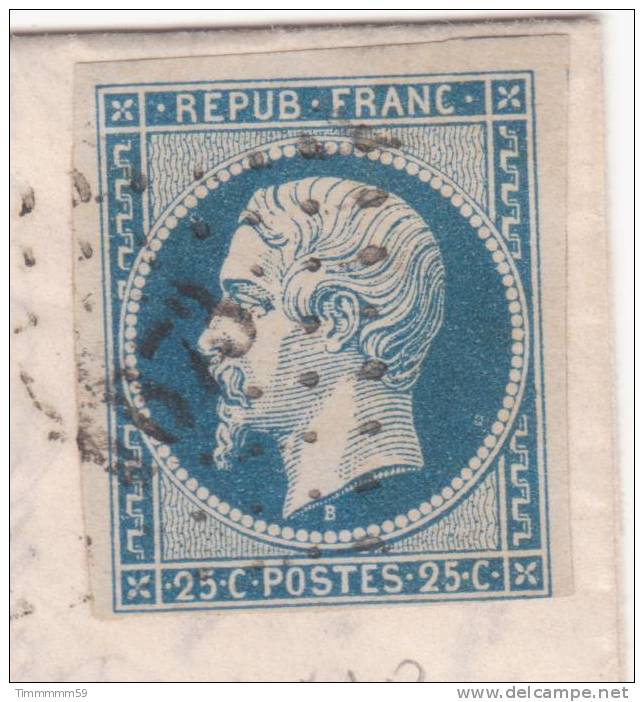 LT3422  Variété/n°10a Bleu Foncé/Lettre, Oblit  PC 1673 LAVAL(51), Deux Anneaux De Lune Perles NORD OUEST Et SUD EST - 1852 Louis-Napoléon