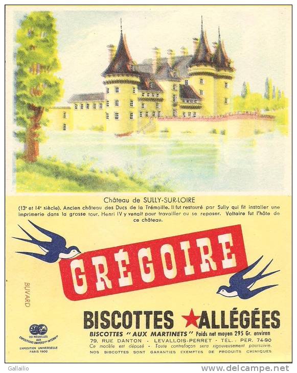 BISCOTTES ALLEGEES GREGOIRE   CHATEAU DE SULLY SUR LOIRE - Zwieback