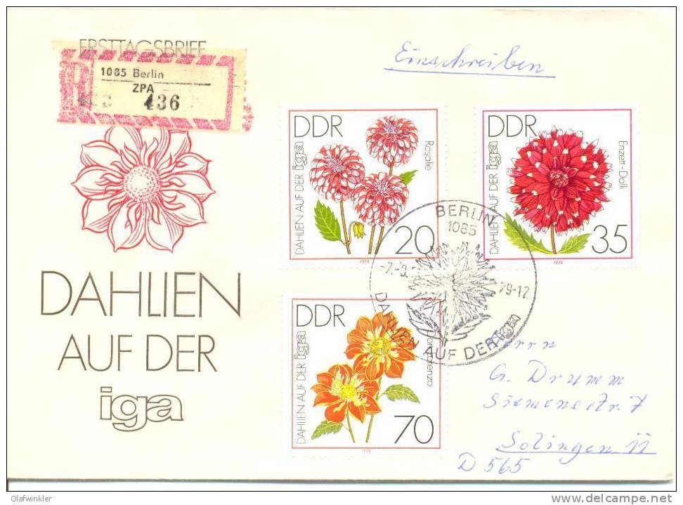 1979 IGA Erfurt: Dahlien  Mi 2436,38,40 / Sc 2023,25,27 / YT 2101,03,05 FDC/PDJ [ls] - Covers & Documents