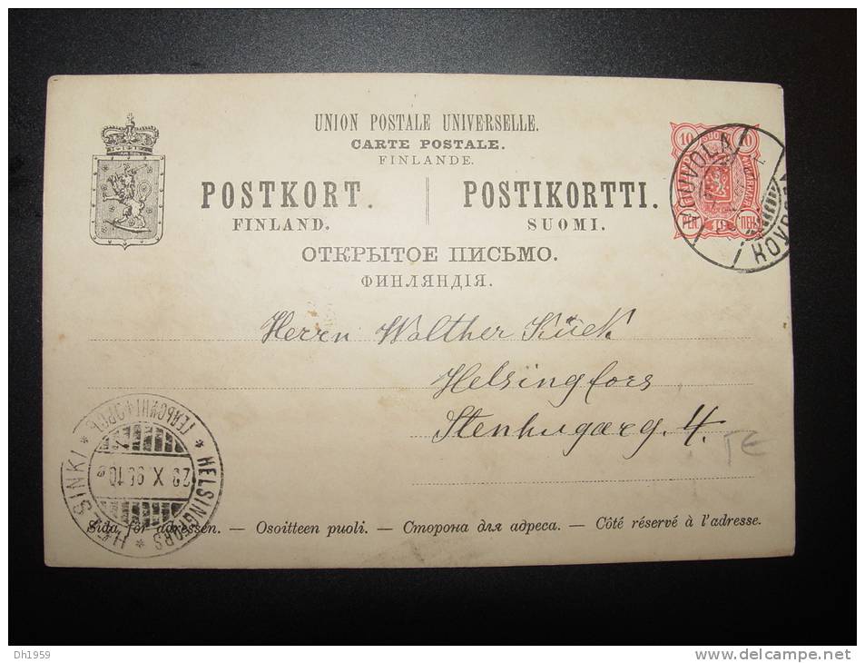 KOUVOLA  HELSINKI ADMINISTRATION RUSSE RUSSIA RUSSIE FINLAND FINLANDE  ENTIER POSTALE GANZSACHE STATIONERY - Storia Postale