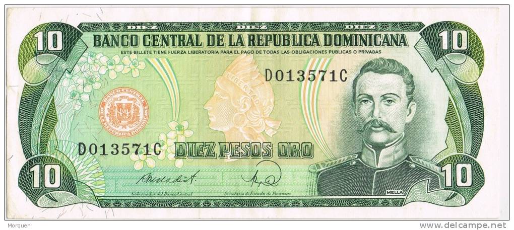 Billete 10 Pesos Republica DOMINICANA, Mella Y Mineria - Dominicaine