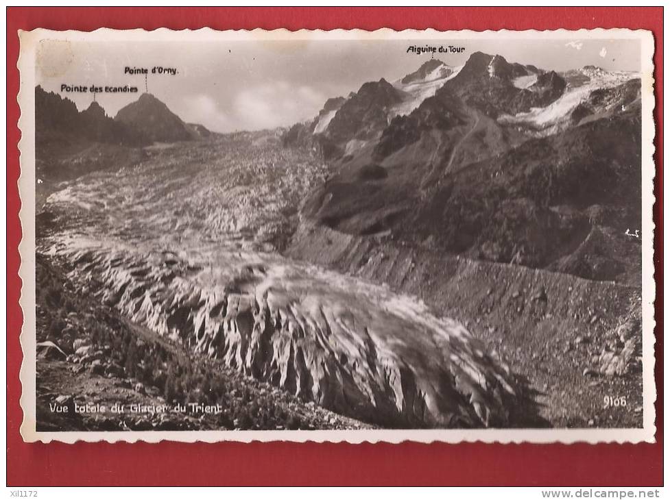 Q0058 Vue Totale Du Glacier Du Trient.Pointe Des Ecandies,d'Orny,Aiguille Du Tour,Moraine,Non Circulé. Perrochet 9106 - Trient