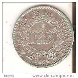 MONEDA DE PLATA DE BOLIVIA DE 1/5 DE BOLIVIANO DEL AÑO 1864 (RARA) (COIN) SILVER,ARGENT. - Bolivie