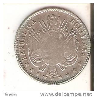 MONEDA DE PLATA DE BOLIVIA DE 1/5 DE BOLIVIANO DEL AÑO 1864 (RARA) (COIN) SILVER,ARGENT. - Bolivie