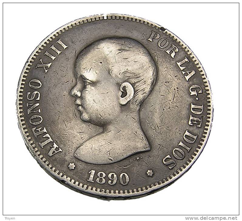 Espagne - 5 Pesetas  - 1891 - TB+ - Ar - Münzen Der Provinzen
