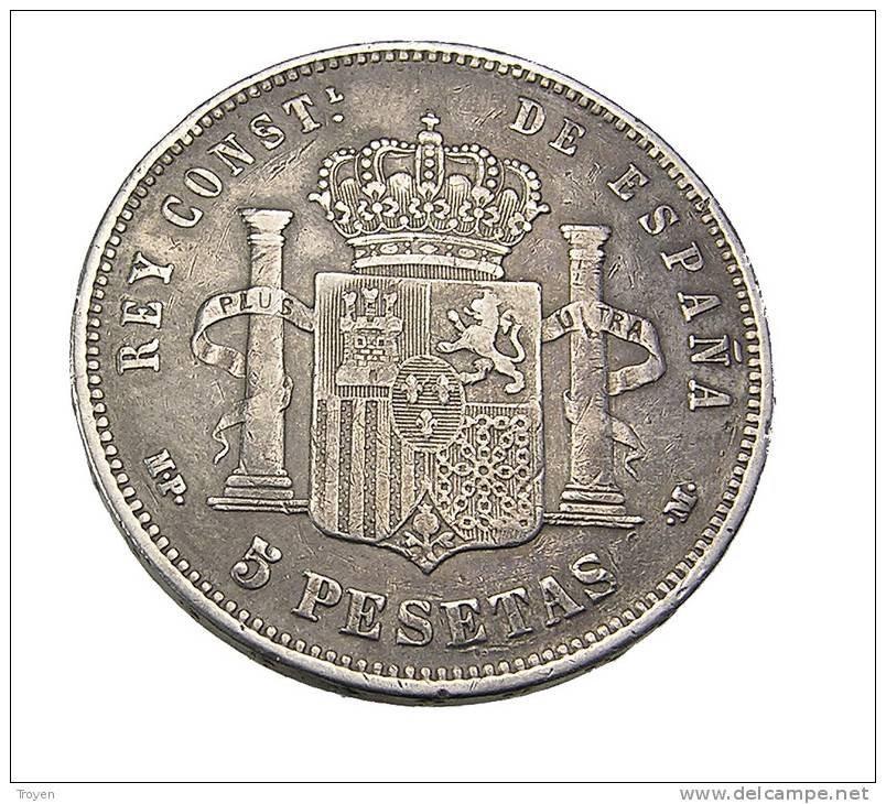 Espagne - 5 Pesetas  - 1891 - TB+ - Ar - Münzen Der Provinzen