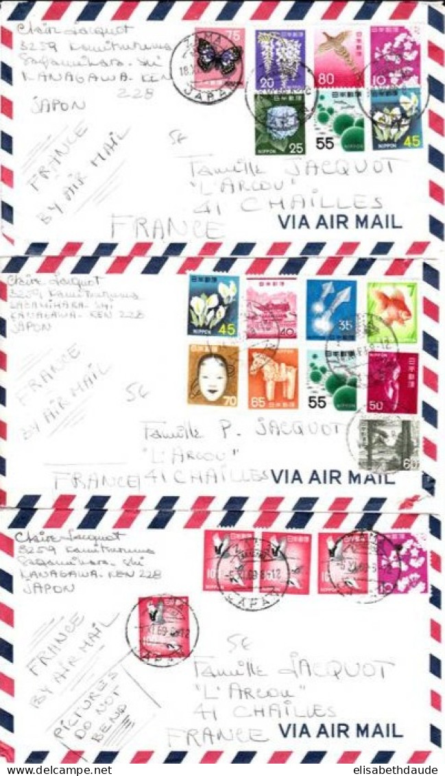 JAPAN - 1969 - LOT De 3 ENVELOPPES Par AVION De ZAMA Pour CHAILLES (LOIR ET CHER) - Covers & Documents