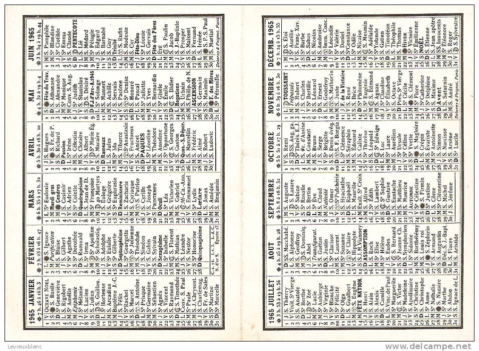 Calendrier  Deux Volets/Pharmacie /VABOIS/DREUX/1965             CAL41 - Andere & Zonder Classificatie