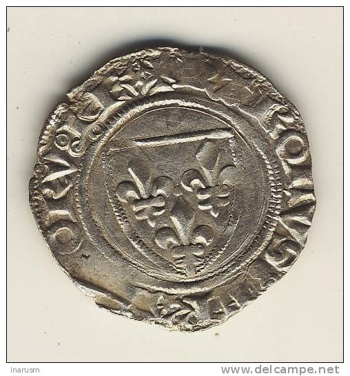 BLANC GUENAR  -  CHARLES  VI  -  Atelier De TOURNAI ( Point 16°)  -  27 Mm.  -  2,9 Gr. - 1380-1422 Charles VI The Beloved