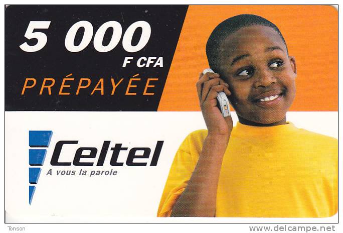 Gabon, Celtel, 5 000F CFA, Boy, 2 Scans. - Gabon