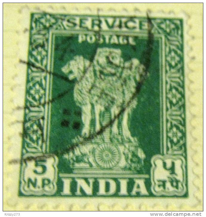 India 1957 Asokan Capital 5np - Used - Dienstmarken