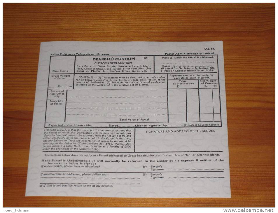 Ireland Irland Telegramm Sheet Blatt Mint ** Ungebraucht WZ E - Briefe U. Dokumente