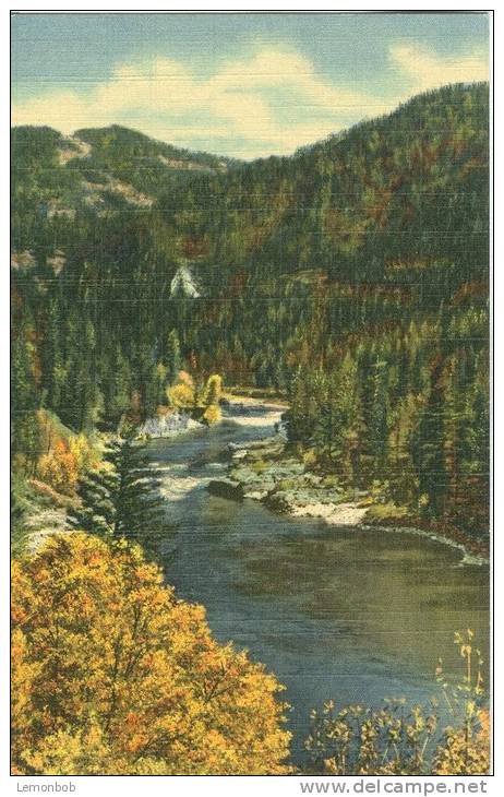 USA, Snake River Canyon On Highway 89 To Jackson Hole, Wyoming, Unused Linen Postcard [10206] - Other & Unclassified