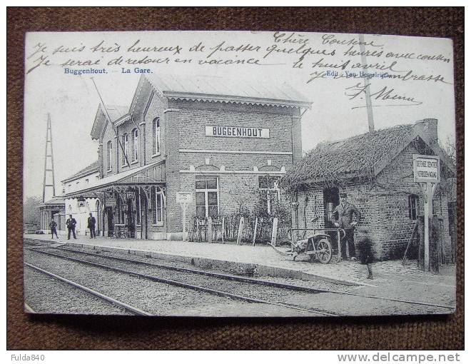 CPA.       BUGGENHOUT.   La Gare.    1906.      (animée)  . - Buggenhout