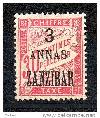 ZANZIBAR  Taxe 1897 (*)  Y&T N° 4   (1ère Surcharge = 3mm)   Sans Gomme - Without Gum - Neufs