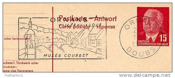 DDR  P 65  Antwort-Postkarte  ZUDRUCK Böttner #3  Sost. COURBET-Museum ORNANS  Frankreich - Privatpostkarten - Gebraucht