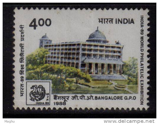 India MNH 1988, 4.00r India 89, Bangalore G.P.O. Post Office. Architecture Building - Neufs