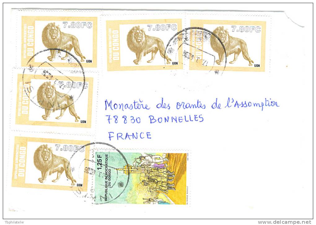 VEND TIMBRES DE LA REPUBLIQUE DEMOCRATIQUE DU CONGO N° 1521 + 1522AQ X 5 DONT 1 PAIRE , SUR LETTRE !!!! - Covers