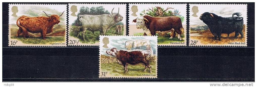 GB+ Großbritannien 1984 Mi 979-83 Mnh Rinder - Ungebraucht