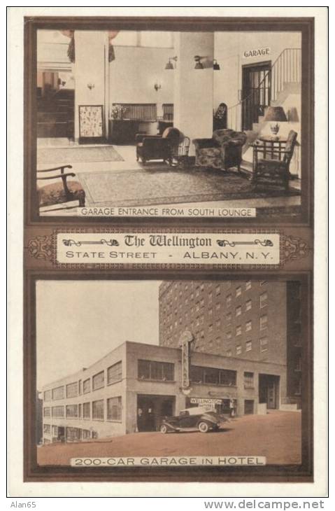 Albany NY New York, The Wellington Hotel Auto Garage, Interior View, On 1930s Vintage Postcard - Albany