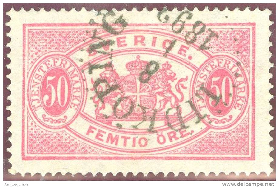 Heimat Schweden LIDKÖPING 1892-01-08 Vollstempel Auf Dienstmarke Mi#D10Bb Karminrosa Z13 - Dienstzegels