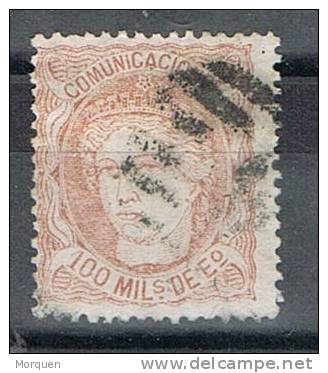 Sello 100 Milesimas Alegoria 1870, Variedad Color,  Num 108b º - Used Stamps