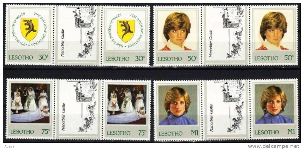 Lesotho 1982 Yvertn° 498-501 *** MNH Paire Brugpaar Cote 76 FF Princess Diana - Lesotho (1966-...)