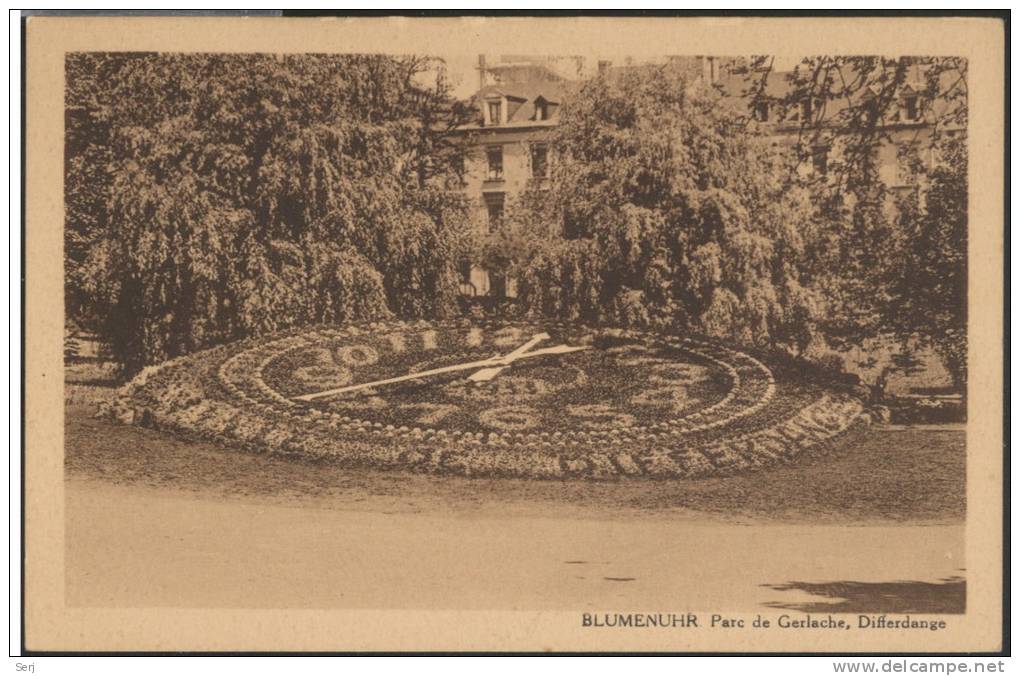 BLUMENUHR - Parc De Gerlache , Differdange . Old Postcard . Luxembourg . - Differdange