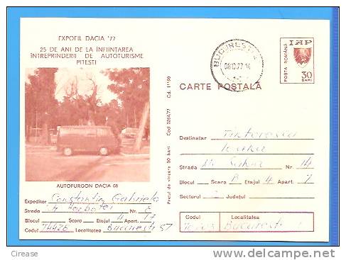 Machine, Automobile Dacia 08 ROMANIA Postal Stationery Cover / Postcard 1977 - Bus