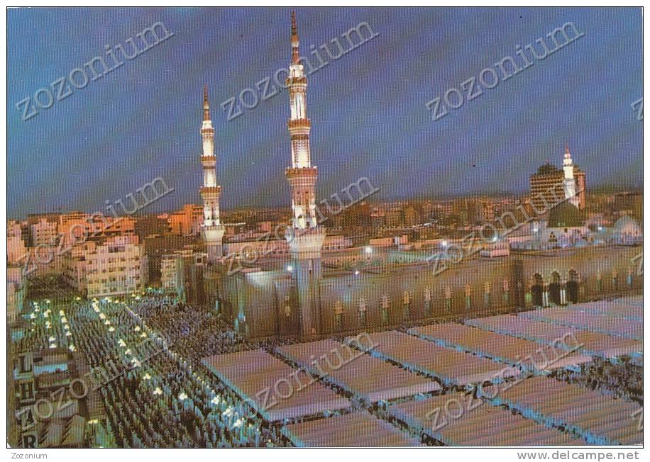 The Green Dome Of The Prophet´s Mosque In Medina Saudi Arabia, Vintage Old Photo Postcard - Saudi Arabia