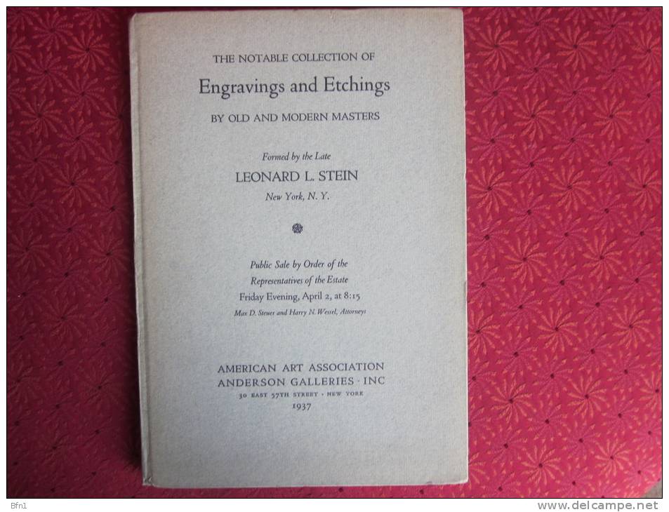 ENGRAVINGS AND ETCHINGS - 1937 - LEONARD L. STEIN - ANDERSON GALLERIES INC - Bibliographien