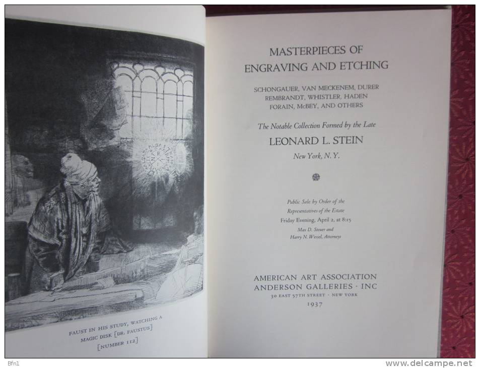 ENGRAVINGS AND ETCHINGS - 1937 - LEONARD L. STEIN - ANDERSON GALLERIES INC - Bibliographien