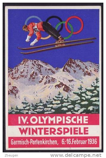 GERMANY WINTER OLIMPIC GAME GA-PA 1936 AUSTRIAN OLYMPIA FOND COMMEMORATIVE POSTCARD WITH POSTMARK - Winter 1936: Garmisch-Partenkirchen