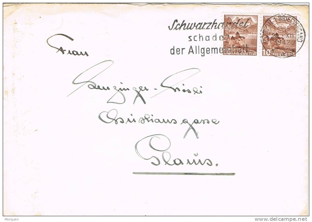 Carta ZURICH (suiza) 1942. Fechador Mercado Negro Perjudica Al Comercio - Lettres & Documents