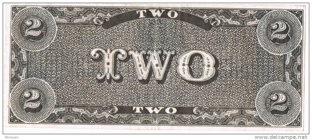 Billete Replica Of SPAIN,  2 Dolars 1864. Confederate States Of America - Valuta Della Confederazione (1861-1864)