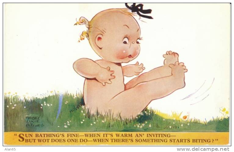 Mabel Lucie Attwell Artisti Signed, Cute Children Humor, C1930s Vintage Postcard - Attwell, M. L.