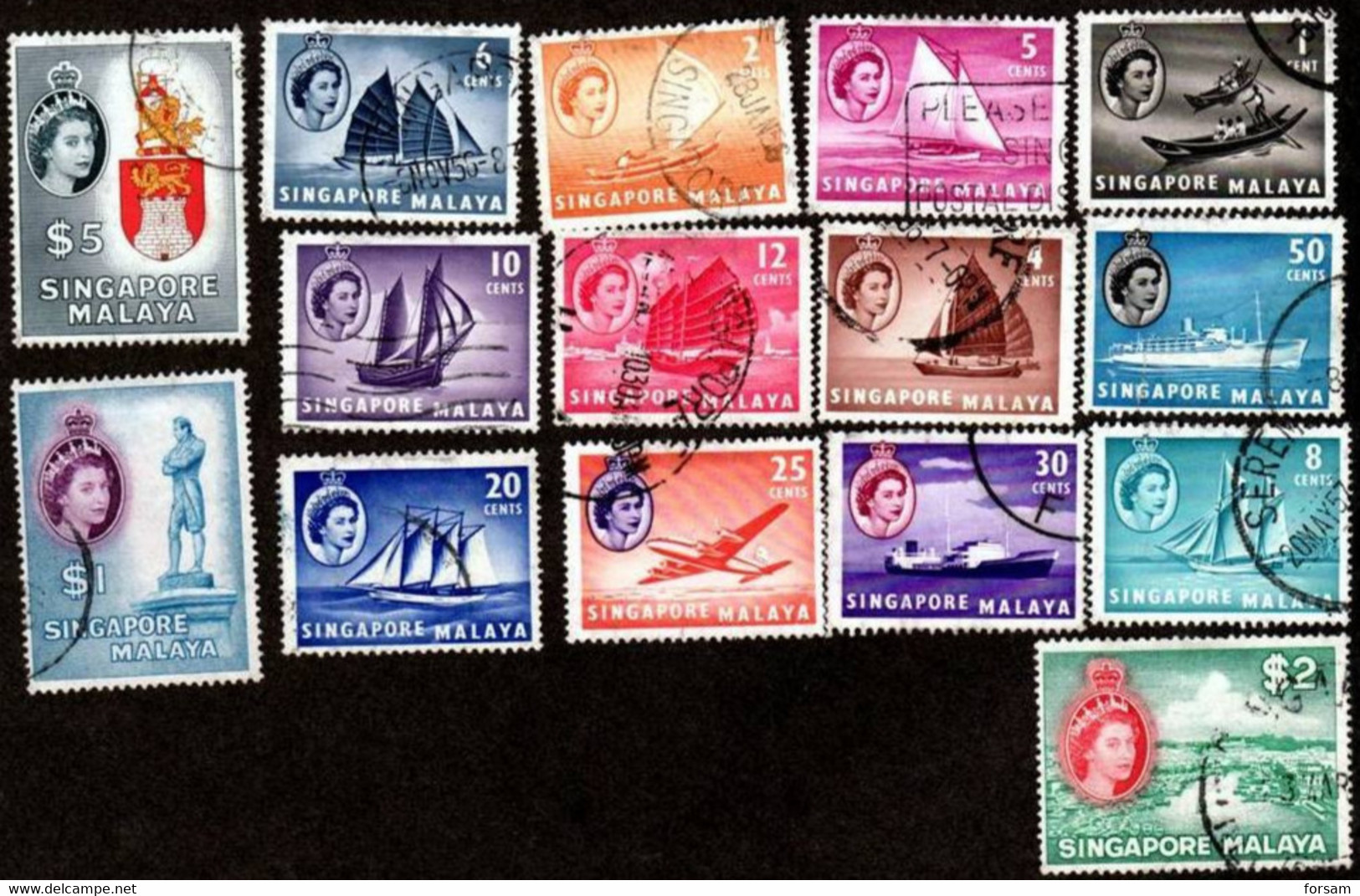 SINGAPORE..1955..Michel  # 28-42 ..used. - Singapore (...-1959)