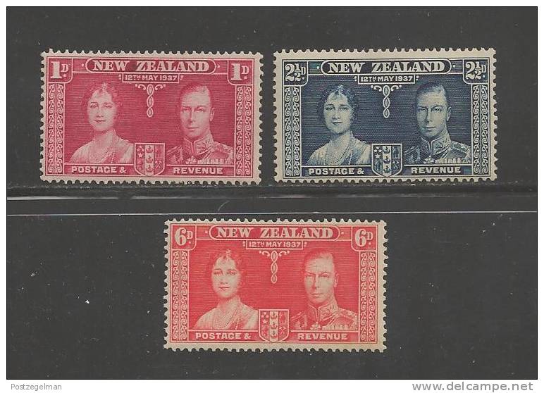 NEW ZEALAND 1937 Mint Hinged Stamp(s) Coronation Serie Complete Nrs. SG 599-601 - Unused Stamps