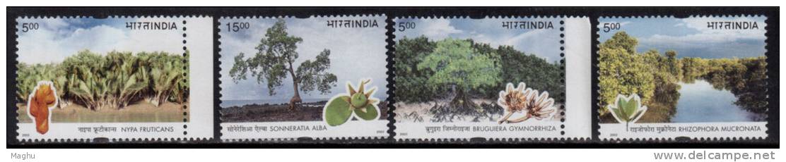 India 2002 MNH, Set Of 4, Conference Of United Nations Convention Of Climate Change, Mangroves, - Unused Stamps