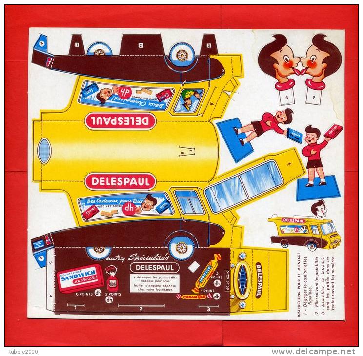 DECOUPI PUBLICITAIRE DELESPAUL CARAMBAR MORICO BISCUIT FOURRE AU CHOCOLAT LAITTA CORONA VEHICULE CAMION - Sonstige & Ohne Zuordnung