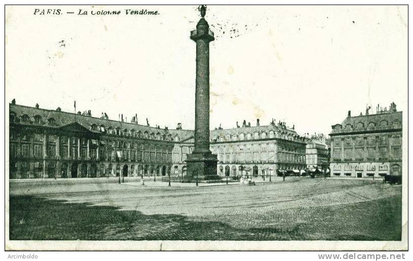 Postes Militaires Belgique - PMB: 16/12/15 , Verso Paris, Colonne Vendôme - Zone Non Occupée