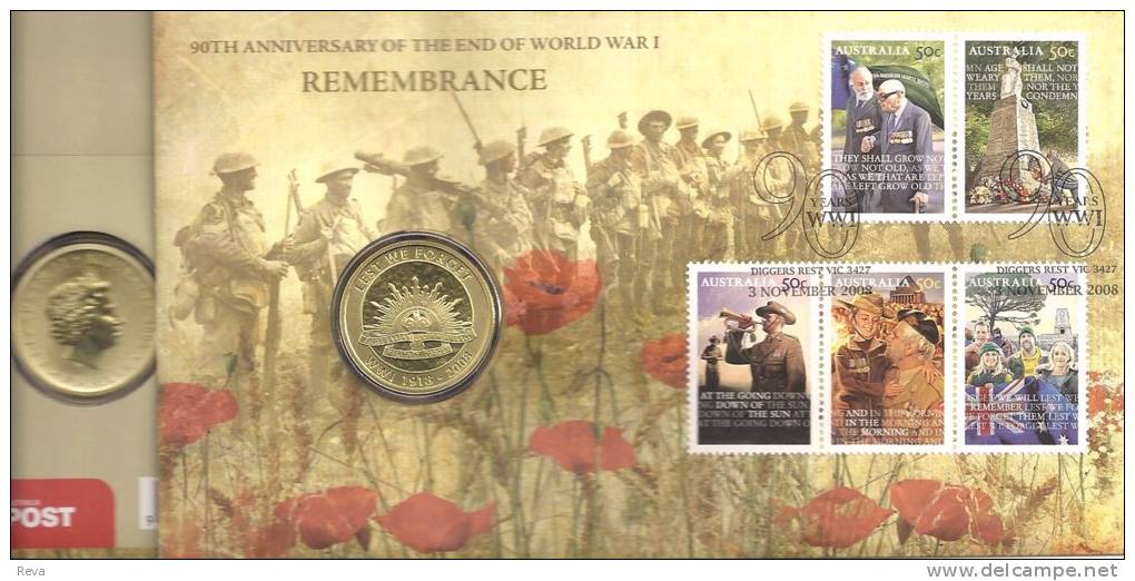 AUSTRALIA $1 90 YEARS END WORLD WAR 1 SUN EMBLEM QEII HEAD 1YEAR PNC 2008 UNC NOT RELEASED READ DESCRIPTION CAREFULLY!! - Otros & Sin Clasificación