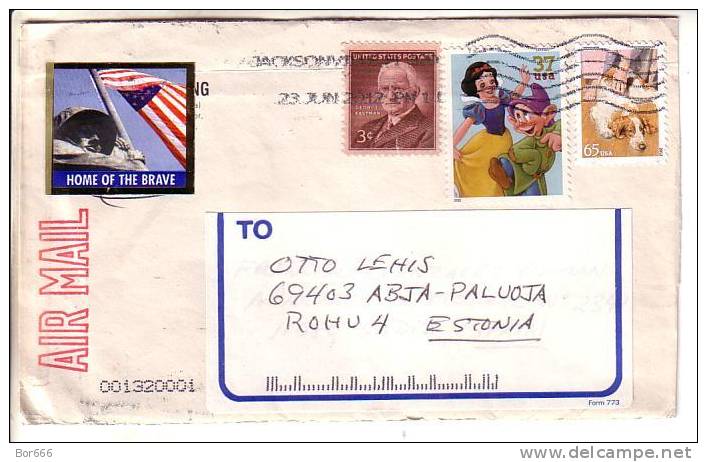 GOOD USA Postal  Cover To ESTONIA 2012 - Good Stamped: Eastman ; Dog ; Disney - Brieven En Documenten