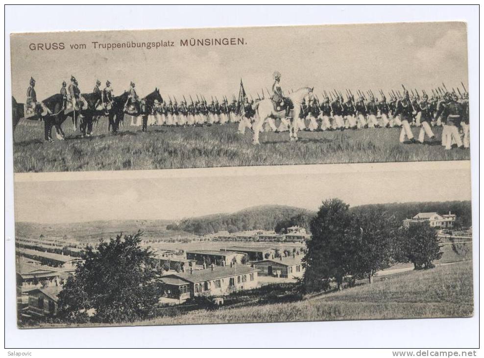 Gruss Vom Truppenübungsplatz Münsingen 1908 2 SCANS - Muensingen