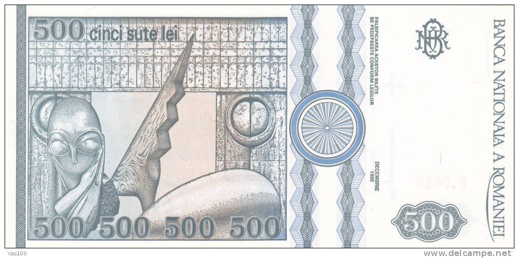 Romania ,1992, Banknote 500 LEI, CINCI SUTE LEI,UNC / NONCIRCULE. - Rumänien