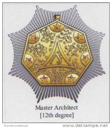 Masonic Degrees And Symbol, 12th Degree, Master Architect, Label / Cinderella Self-adhesive - Freimaurerei