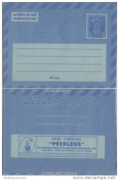 India Asoka / Lion Inland Letter Advertisement Postal Stationery Mint, Peerless Insurance, Banking, Organization, Inde, - Inland Letter Cards