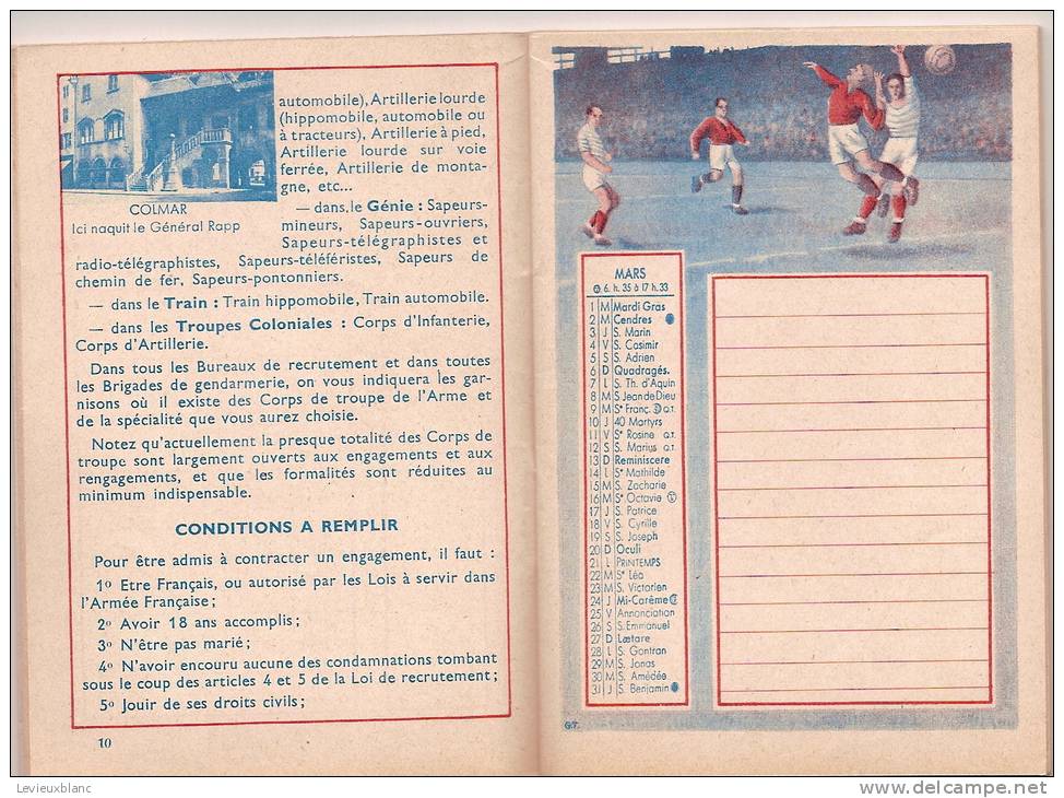 Agenda Du Jeune Français/Ministére De La Défense Nationale Et De La Guerre/Engagez-vous/1938      CAL79 - Klein Formaat: 1921-40