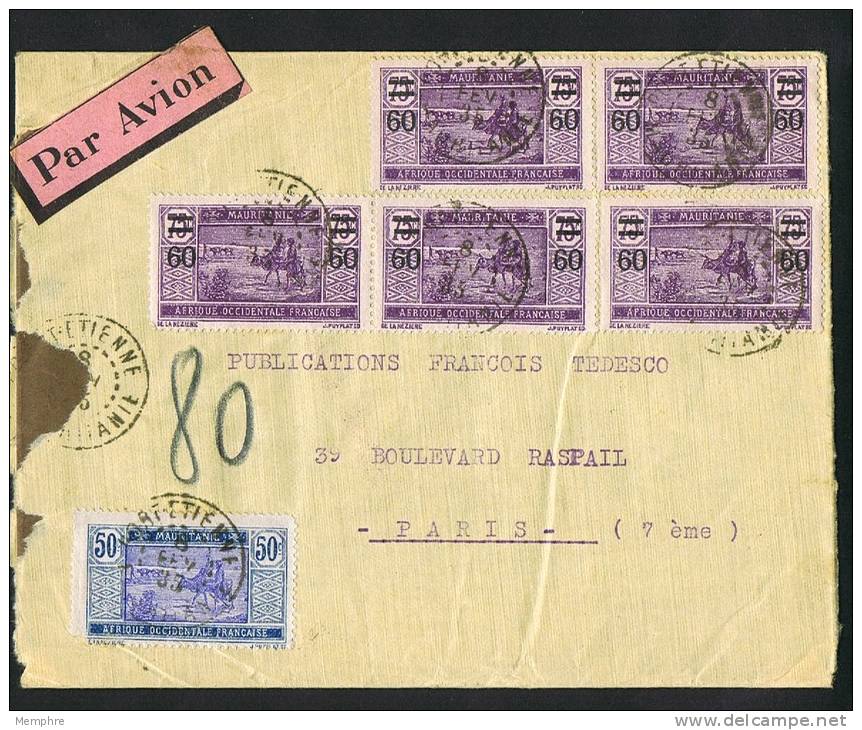 1936  Lettre De PortEtienne Pour Paris Yv 45, 36 X 5  Dos Partiellement Déchiré, Ouvert Sur 2 Côtés - Brieven En Documenten